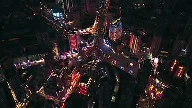 4k航拍城市商业步行街夜景灯光视频的预览图